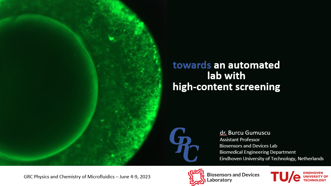 Burcu delivers an invited talk at GRC Physics and Chemistry of Microfluidics Edition 2023.